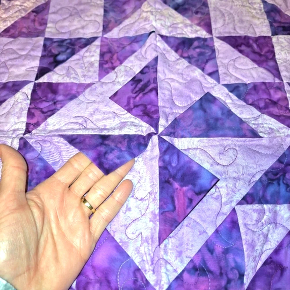 Handmade Geometric Triangle Purple Quilt, NWOT